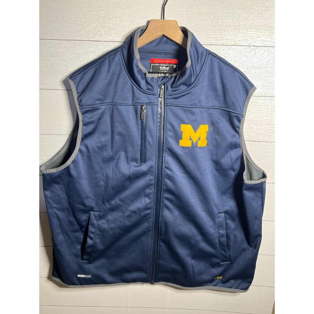 Franchise Club Michigan Wolverines Vest Mens 3XL Blue Fleece Lined Zip Softshell